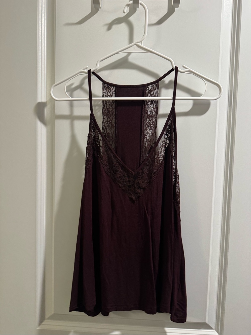 American Eagle Outfitters Lace Racerback Camisole in Plum
